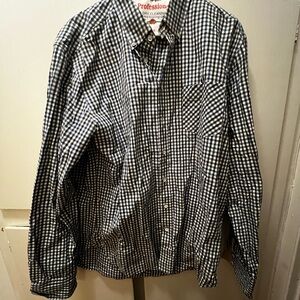 Men's Blue and White Checkered Shirt